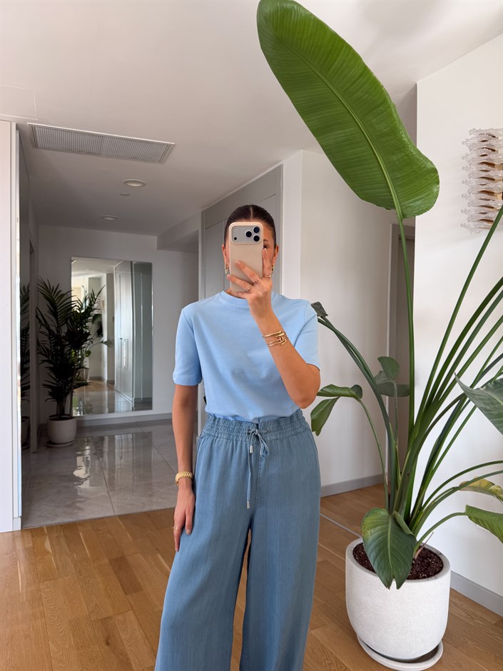 Massimo Bisiklet Yaka Tişört - Orta Mavi 