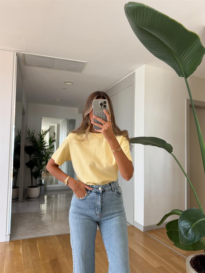 Massimo Bisiklet Yaka Tişört - Sarı