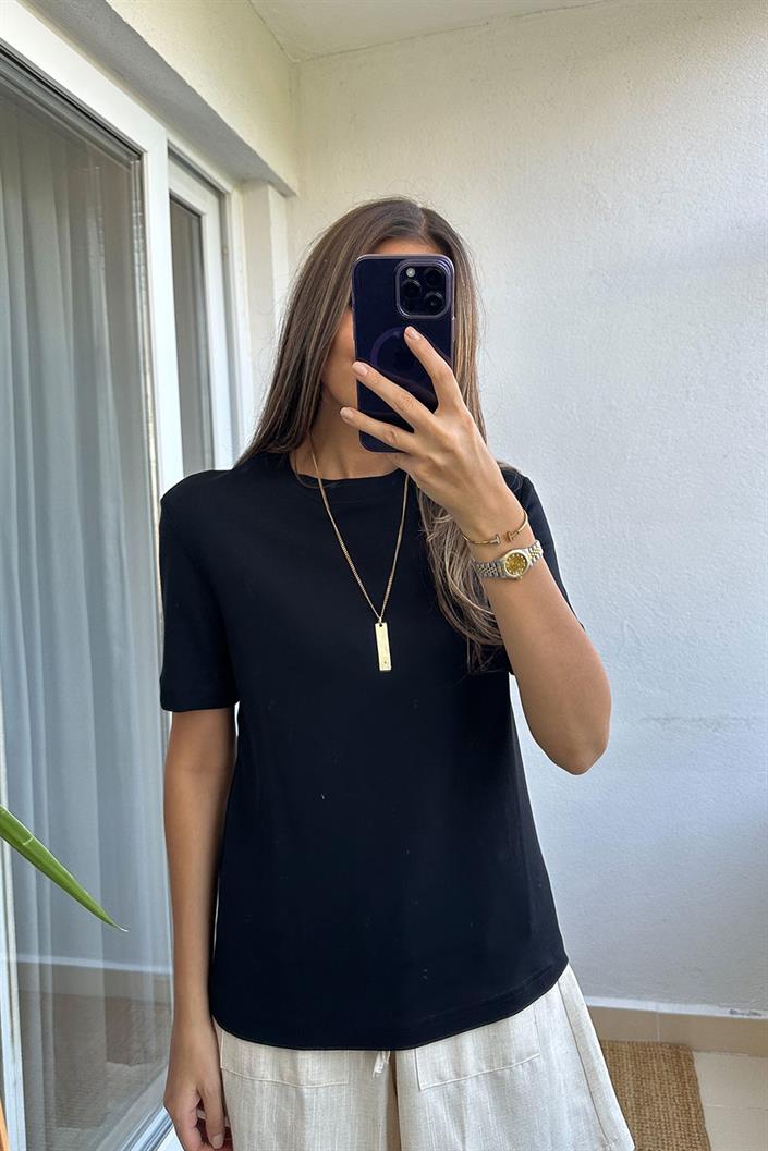 Massimo Bisiklet Yaka Tişört-Siyah