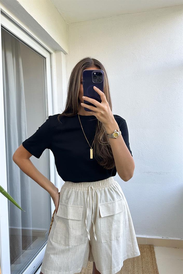 Massimo Bisiklet Yaka Tişört-Siyah