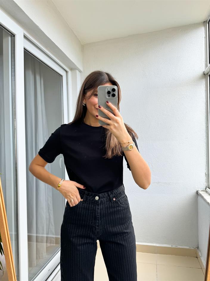 Massimo Bisiklet Yaka Tişört-Siyah