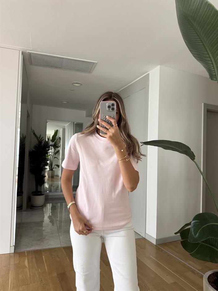 Massimo Bisiklet Yaka Tişört - Toz Pembe