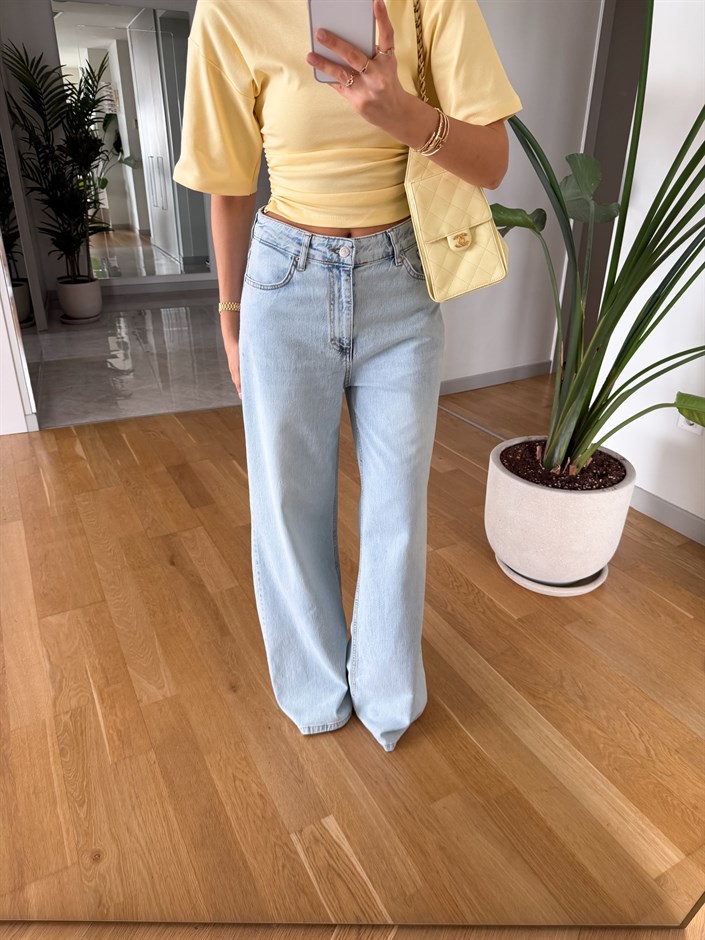 Matthew Yüksek Bel Wide Leg Jean - Buz Mavi