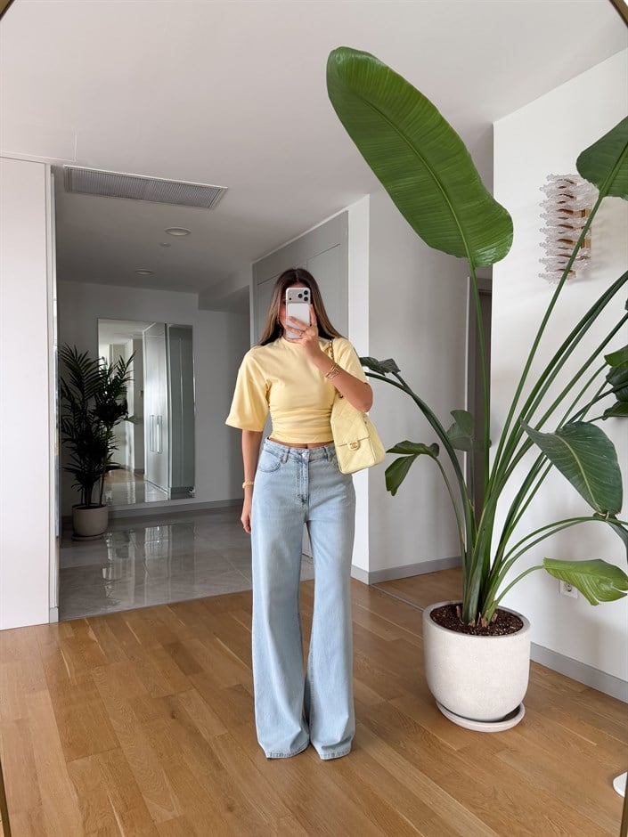 Matthew Yüksek Bel Wide Leg Jean - Buz Mavi