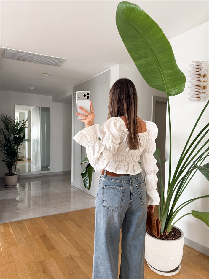 Matthew Yüksek Bel Wide Leg Jean - Eskitme Mavi