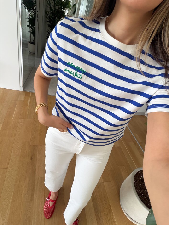 Mavi Çizgili Basic T-shirt