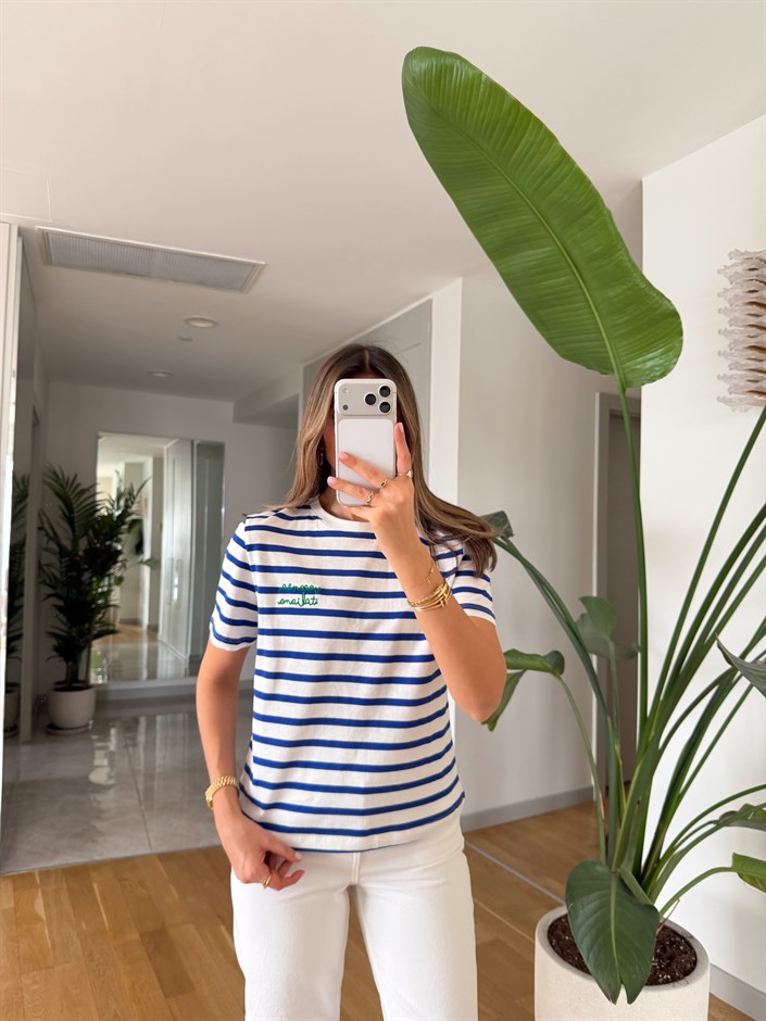 Mavi Çizgili Basic T-shirt
