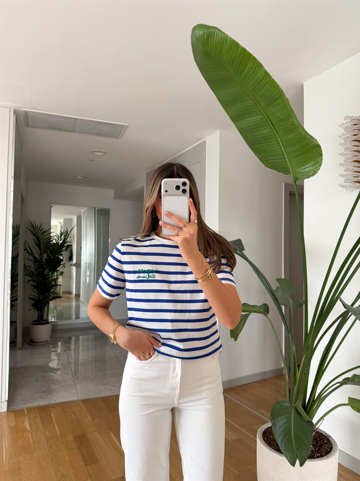 Mavi Çizgili Basic T-shirt