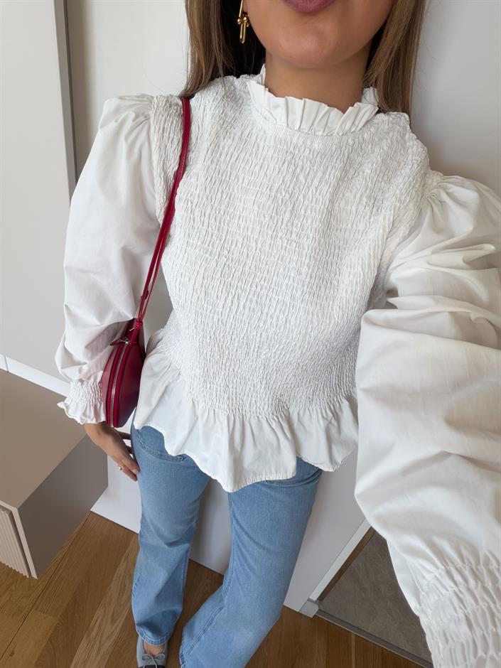 Gipeli Poplin Bluz - Ekru