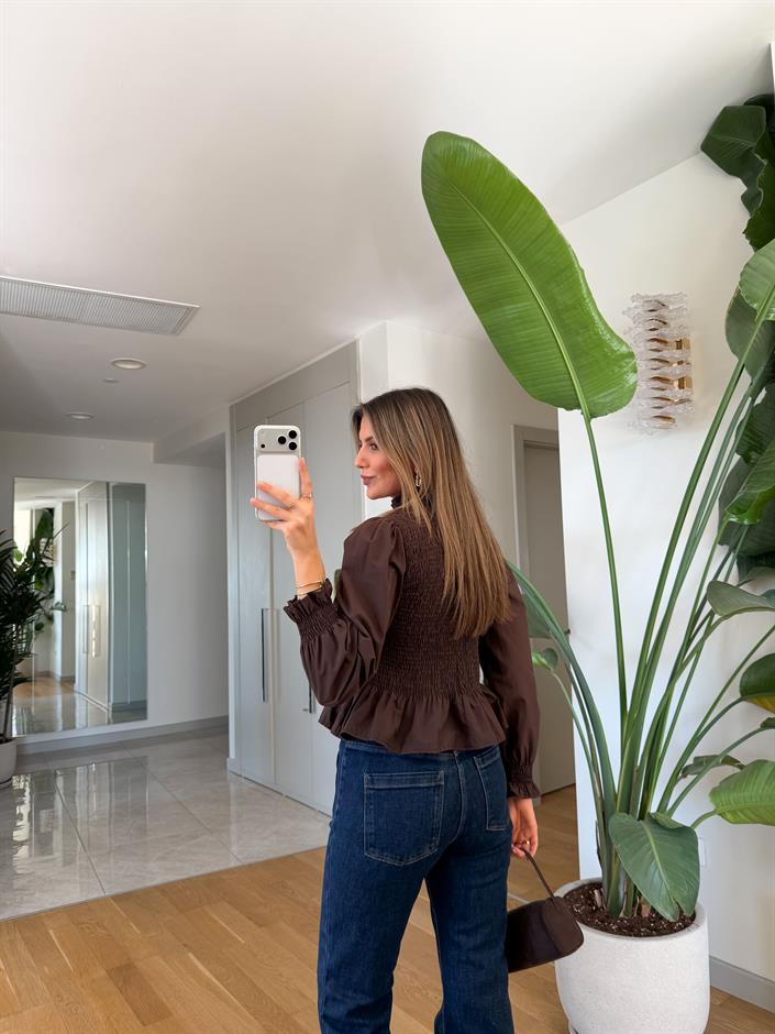 Megan Gipeli Bluz - Kahve