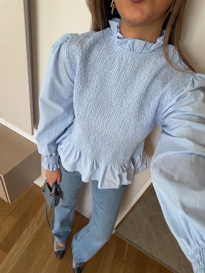 Gipeli Poplin Bluz - Mavi 