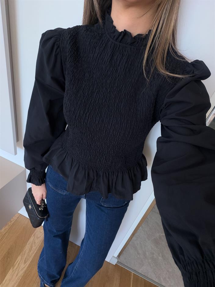 Gipeli Poplin Bluz - Siyah