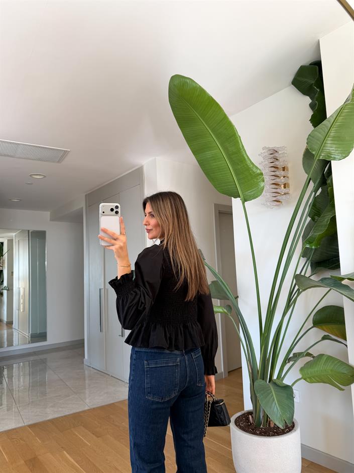 Gipeli Poplin Bluz - Siyah