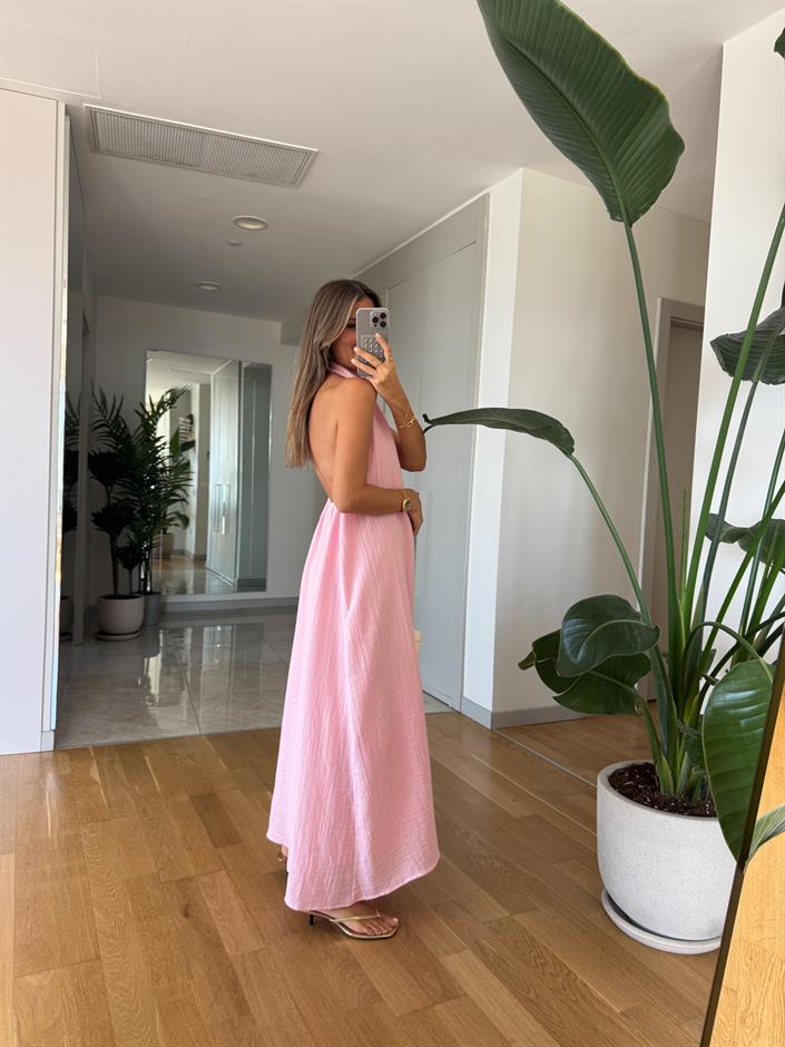 Melina Halter Yaka Elbise - Pembe