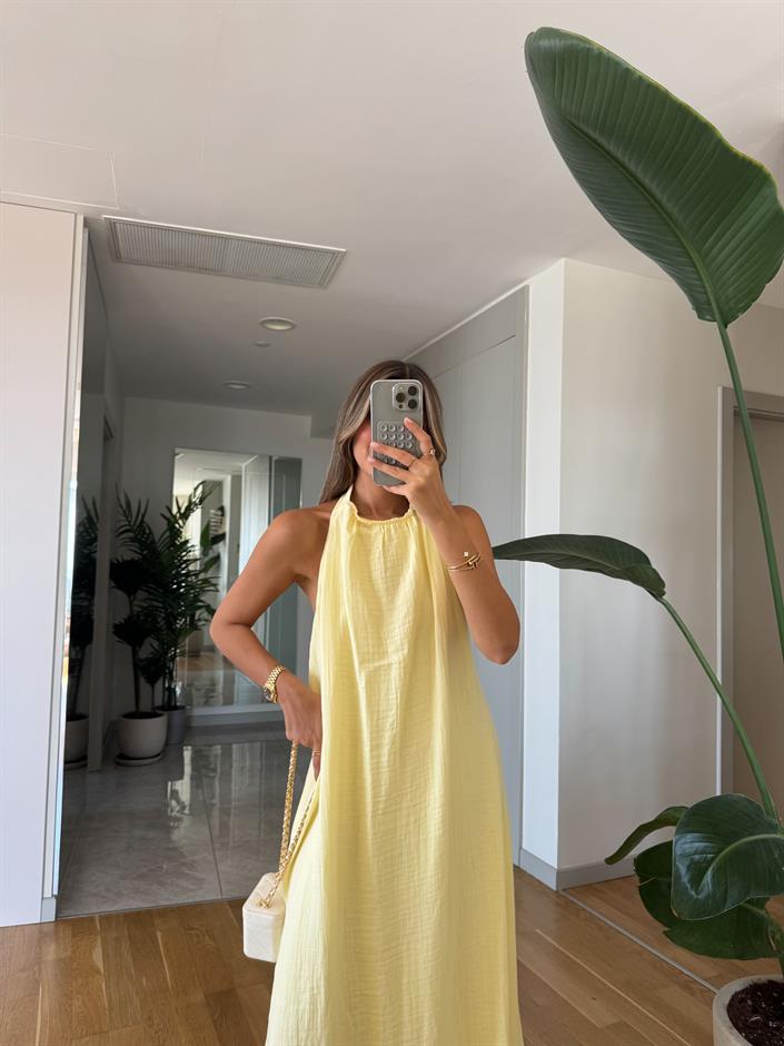 Melina Halter Yaka Elbise -Sarı