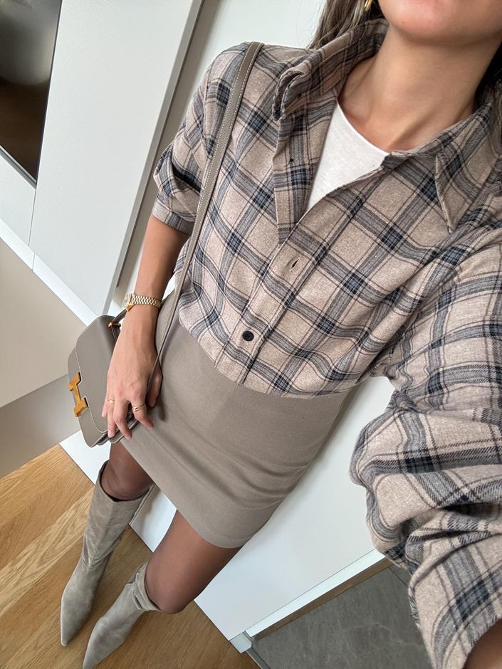 Meloni Ekose Gömlek - Bej