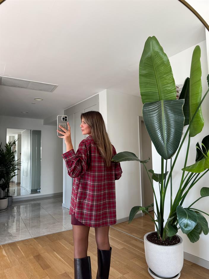 Meloni Ekose Gömlek - Bordo