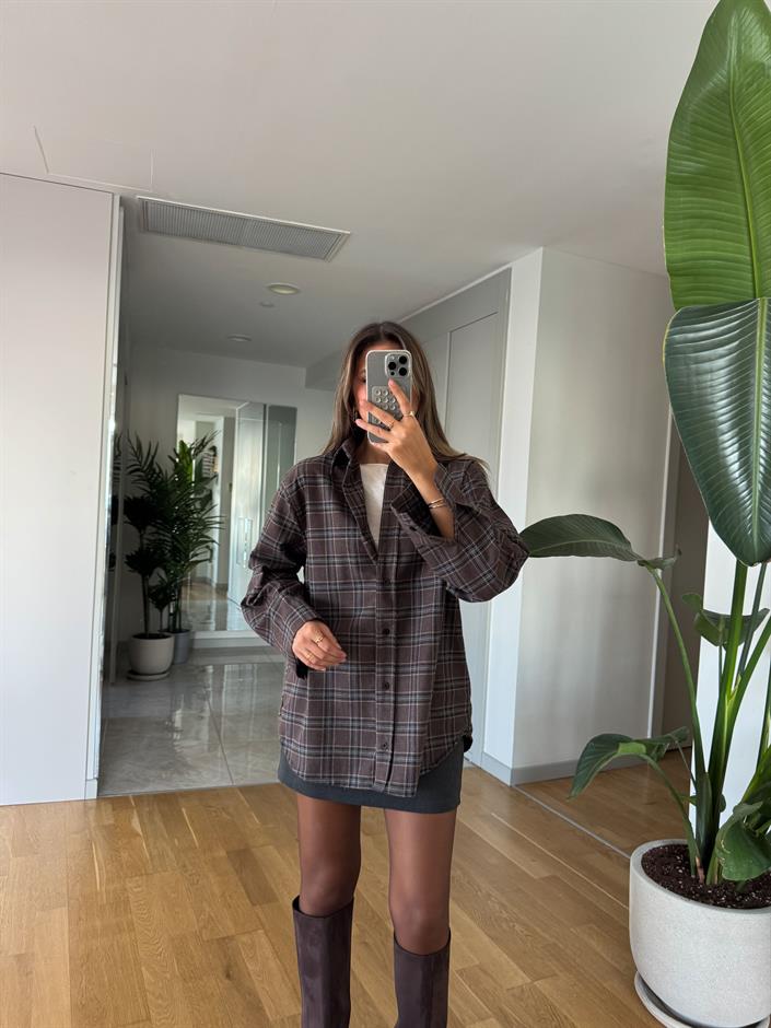 Meloni Ekose Gömlek - Kahve