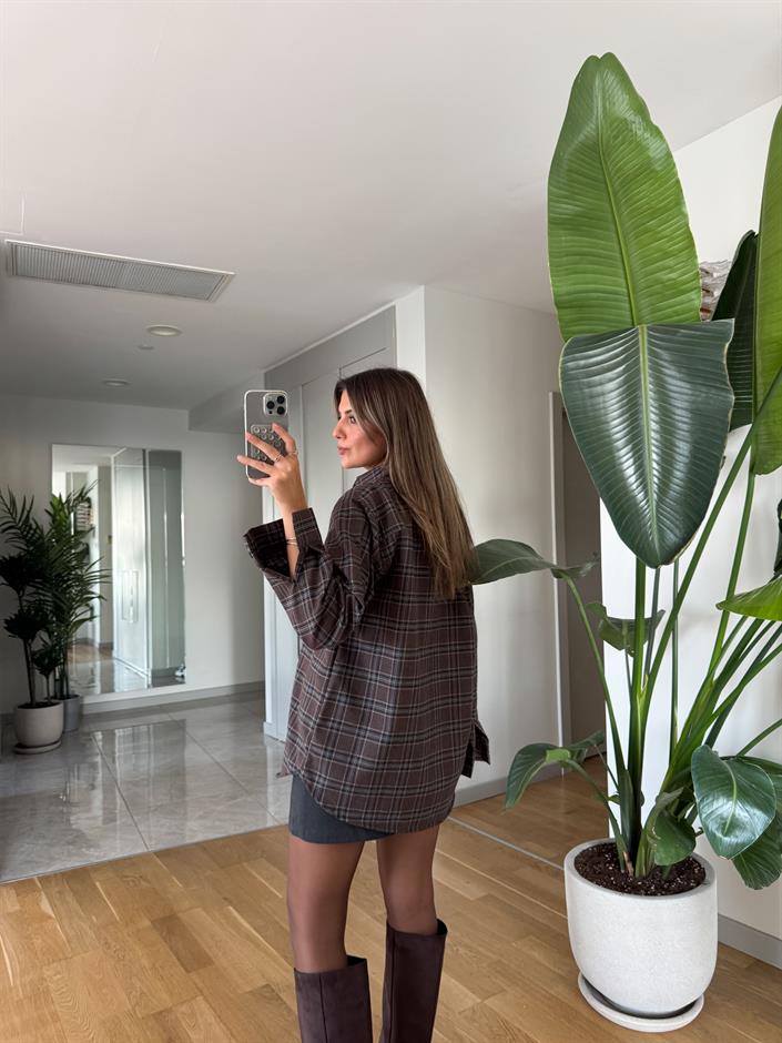 Meloni Ekose Gömlek - Kahve