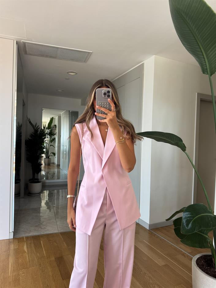 Mia Premium Yelek Pantolon Takım - Pembe