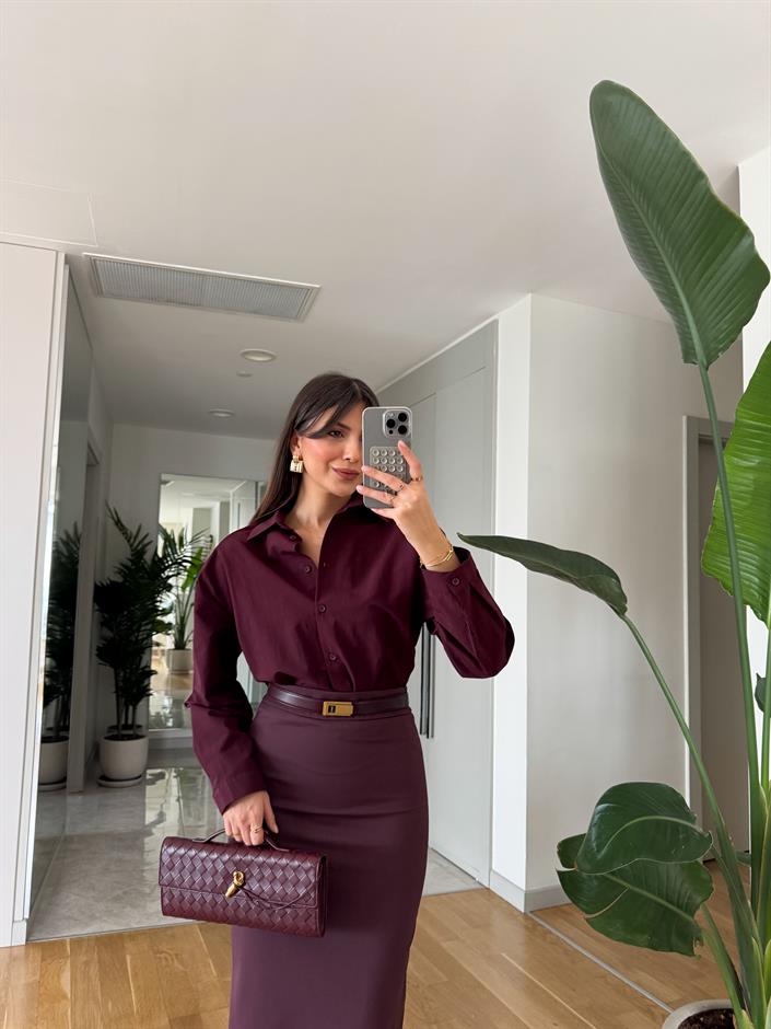 Mika Vatkalı Premium Gömlek-Mürdüm