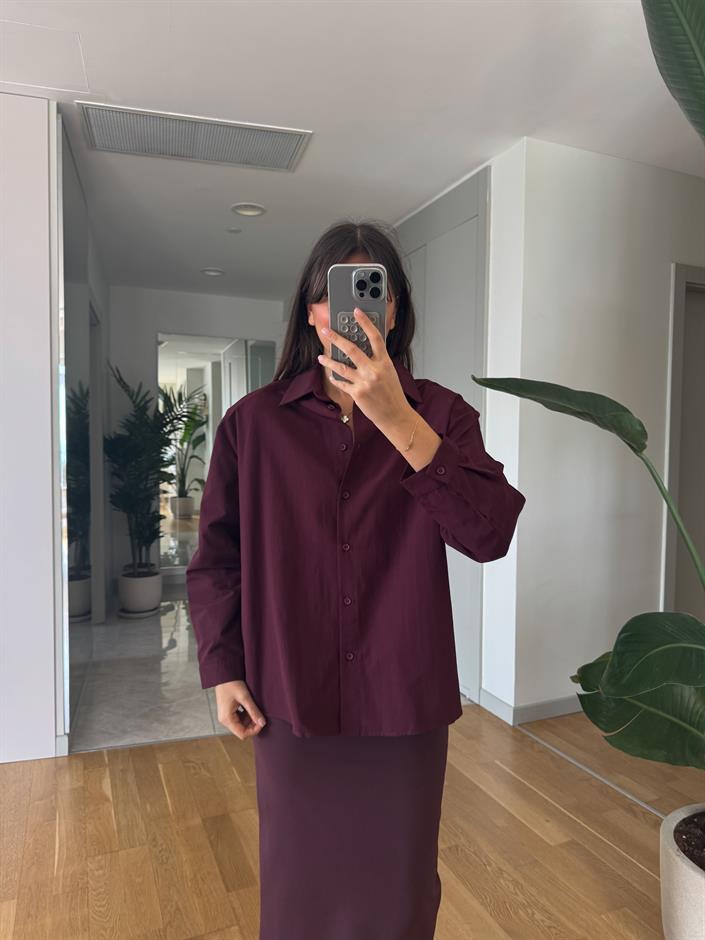 Mika Vatkalı Premium Gömlek-Mürdüm