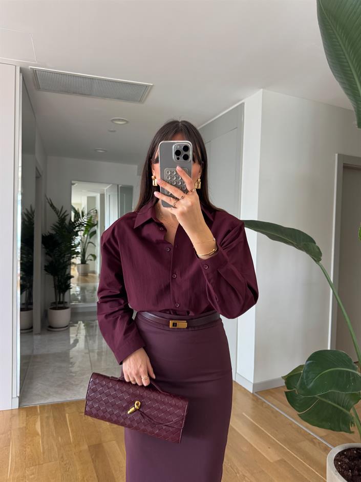 Mika Vatkalı Premium Gömlek-Mürdüm