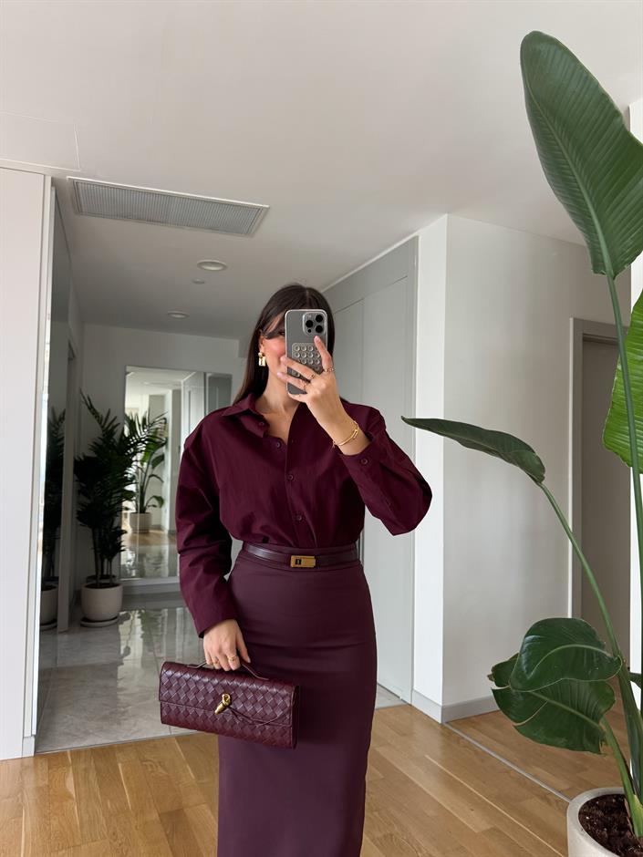 Mika Vatkalı Premium Gömlek-Mürdüm