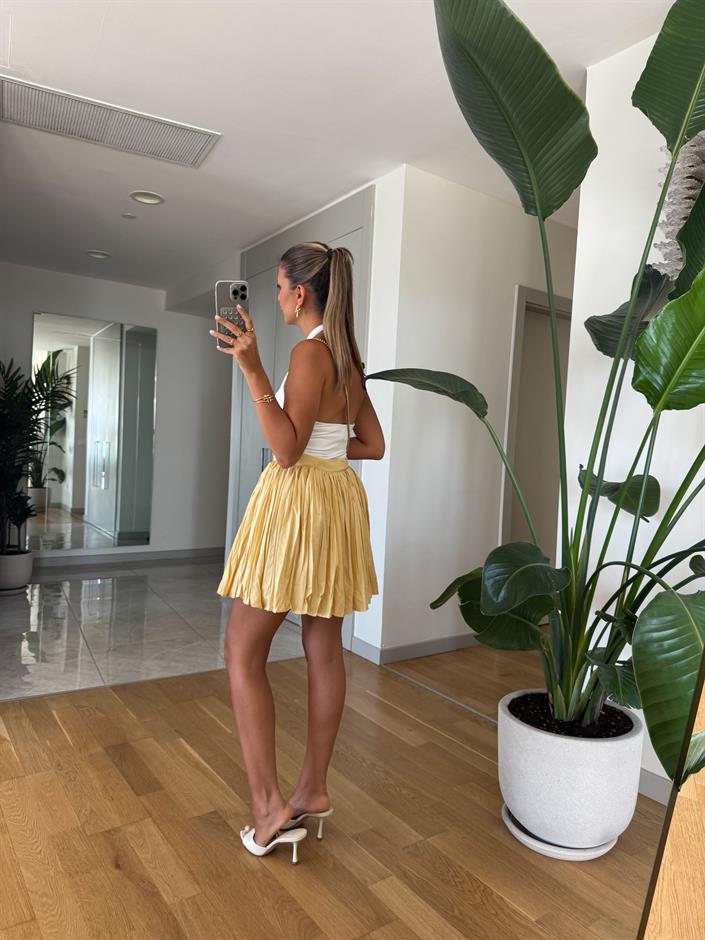 Mini Boy Kraşlı Etek - Sarı