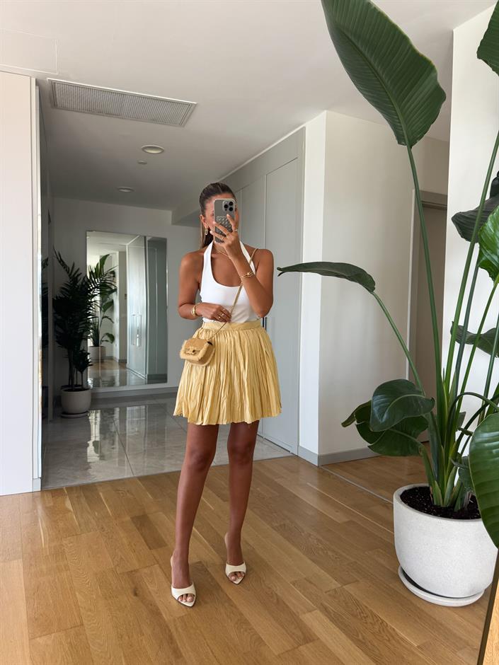 Mini Boy Kraşlı Etek - Sarı