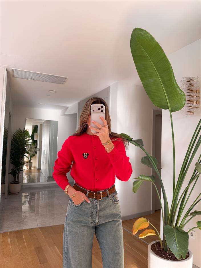 Minnie Mouse Hırka - Kırmızı 