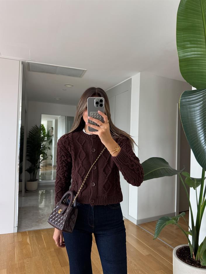 Mng Kahve Örgü Hırka