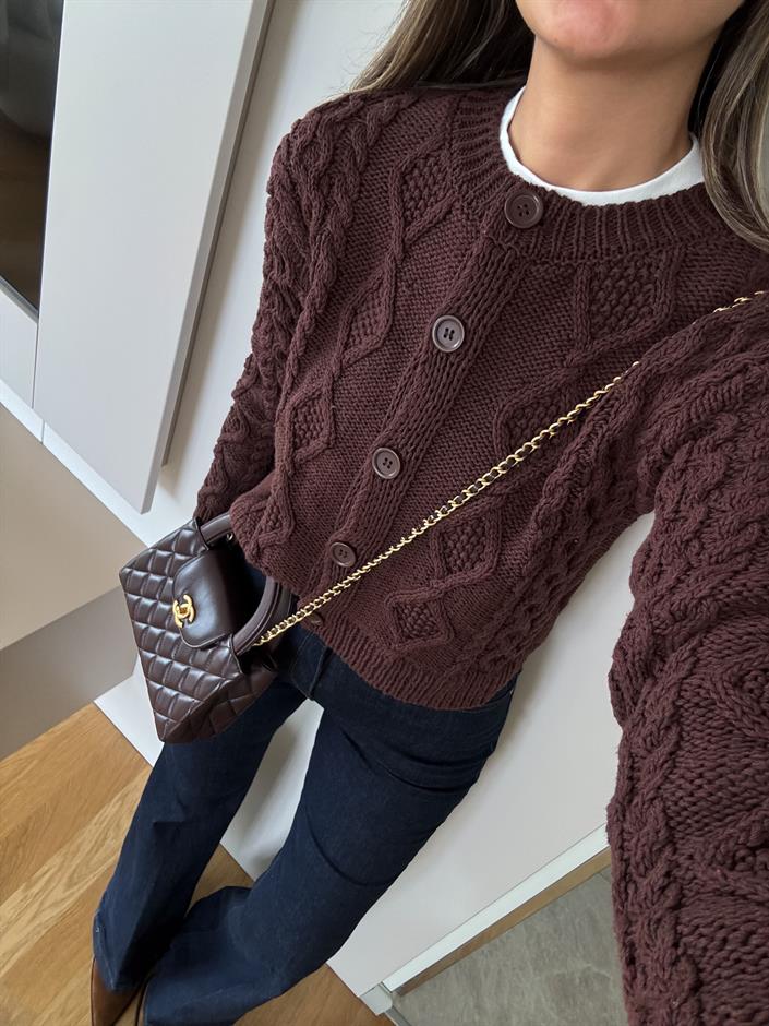 Mng Kahve Örgü Hırka