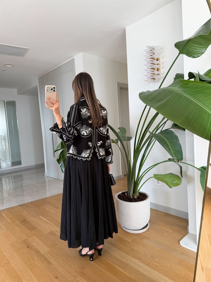 Moca Tensel Midi Etek  - Siyah