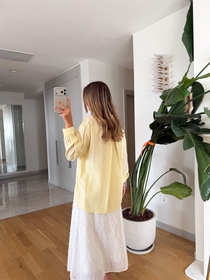 Morina Cep Detaylı Gömlek - Limon Sarısı  