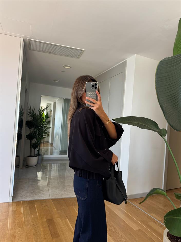 Mui Torba Cepli Bomber Ceket - Siyah