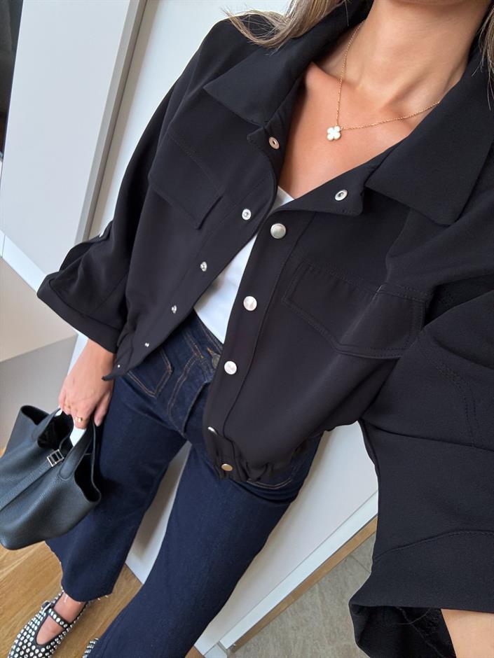 Mui Torba Cepli Bomber Ceket - Siyah