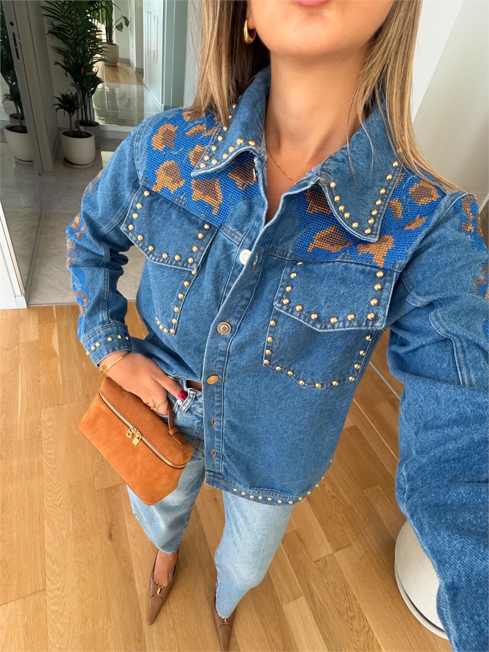 Nakışlı Droplu Denim Gömlek