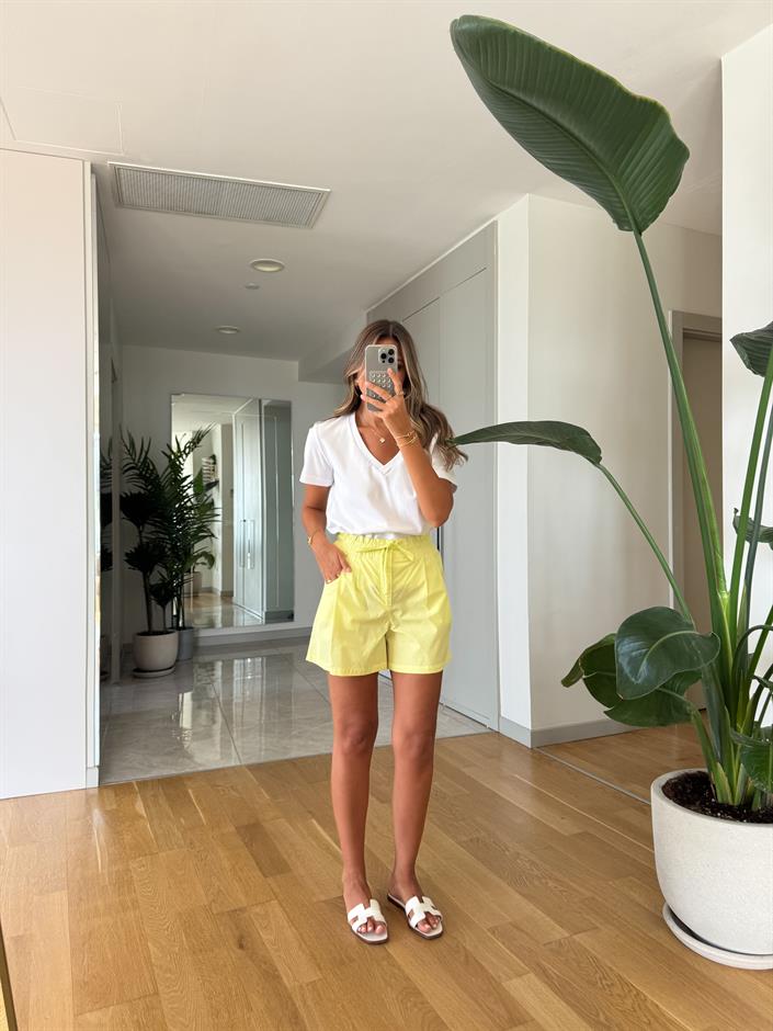 Neon Beli Bağlamalı Şort 