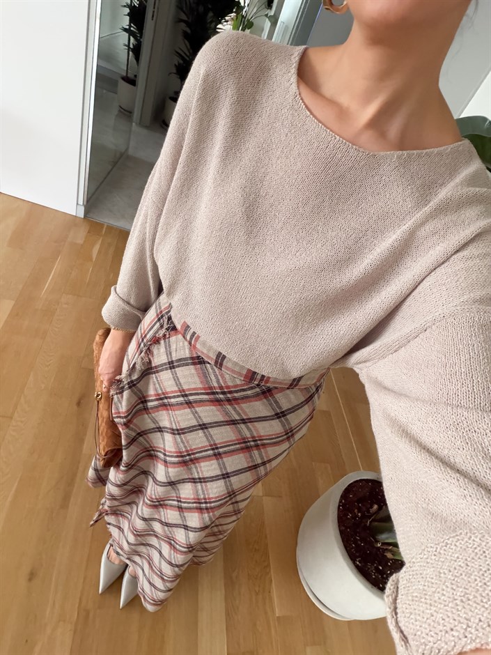 Noemi Geniş Yakalı Triko - Taş