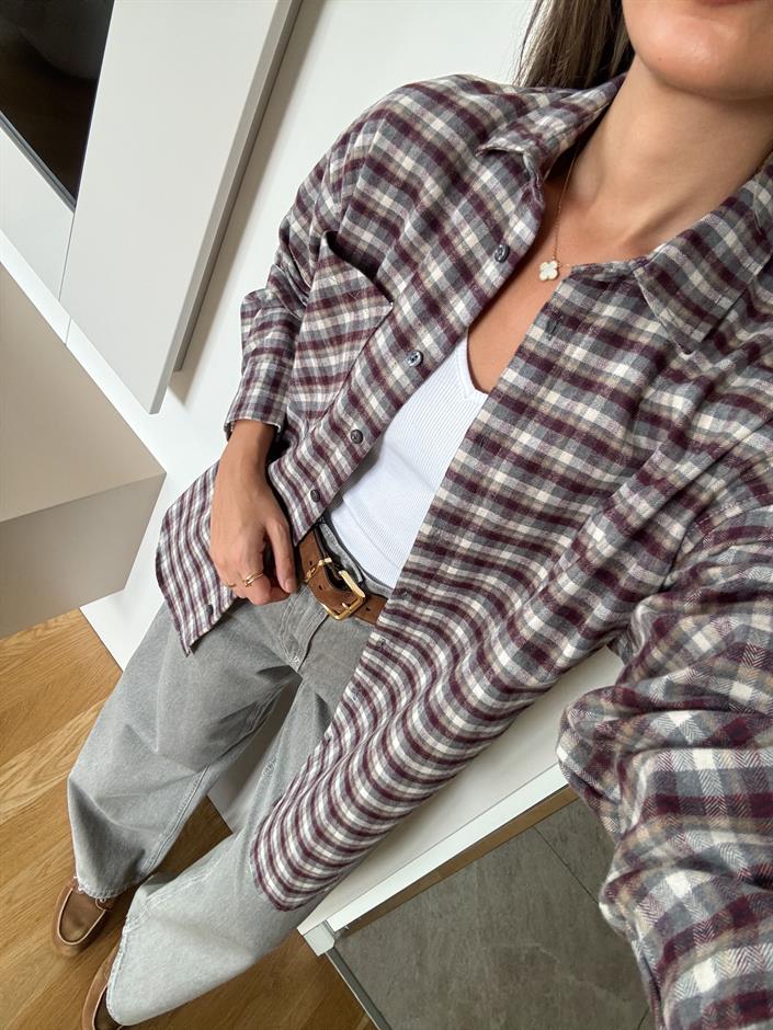 Nouns Kareli Gömlek - Bordo