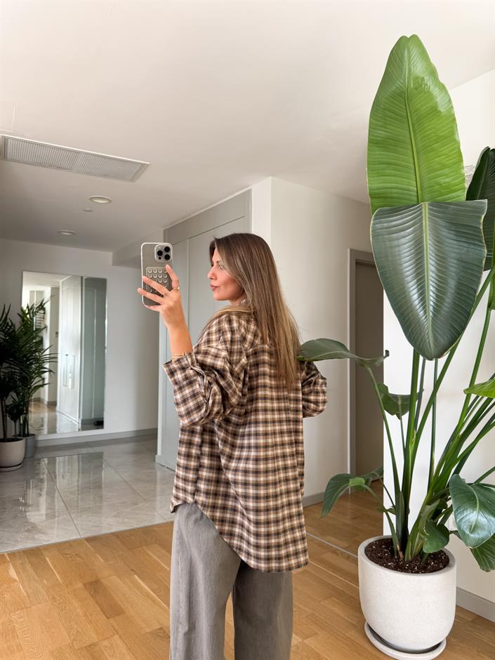 Nouns Kareli Gömlek - Kahve