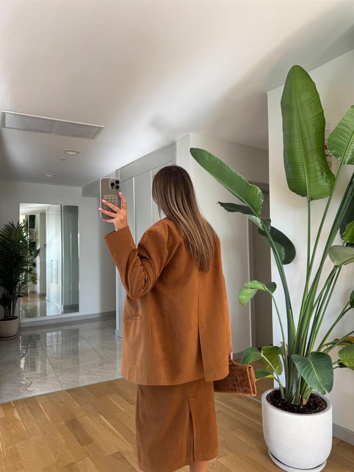 Nubuk Blazer Ceket  - Camel 