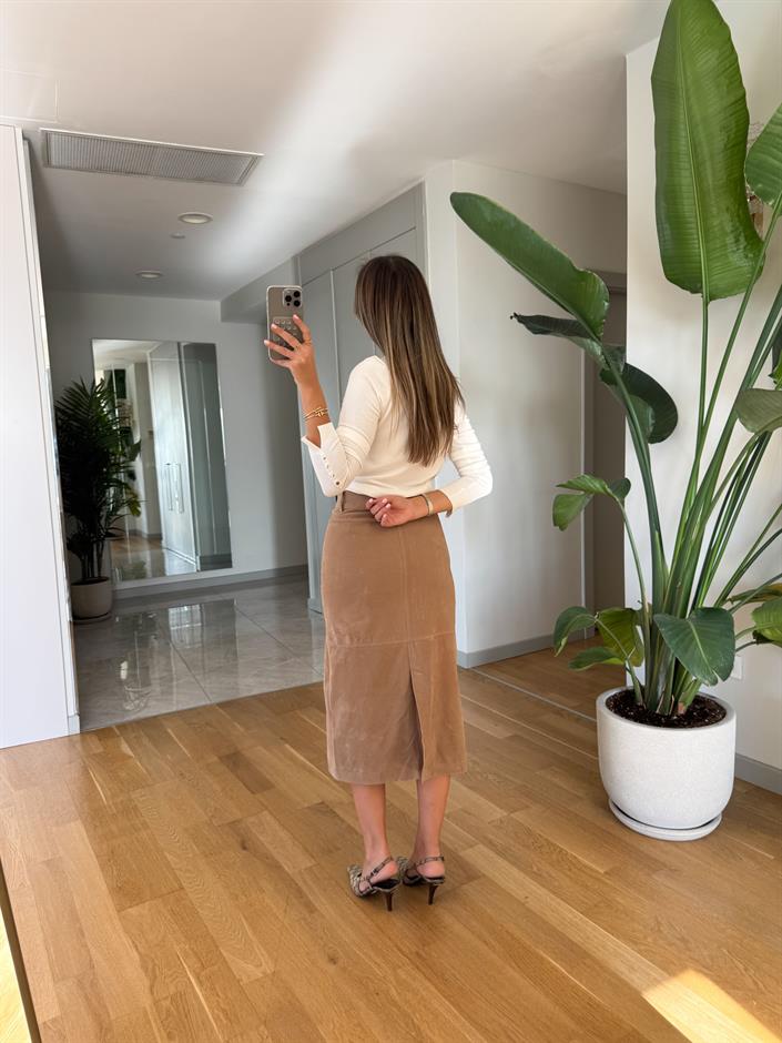 Nubuk Midi Boy Etek - Bej