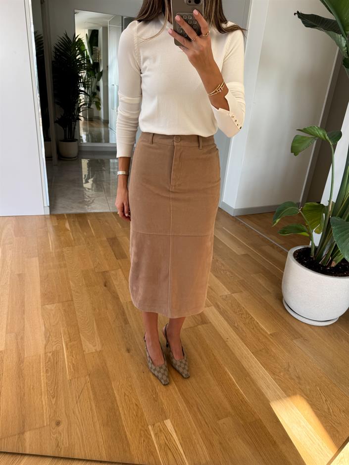 Nubuk Midi Boy Etek - Bej