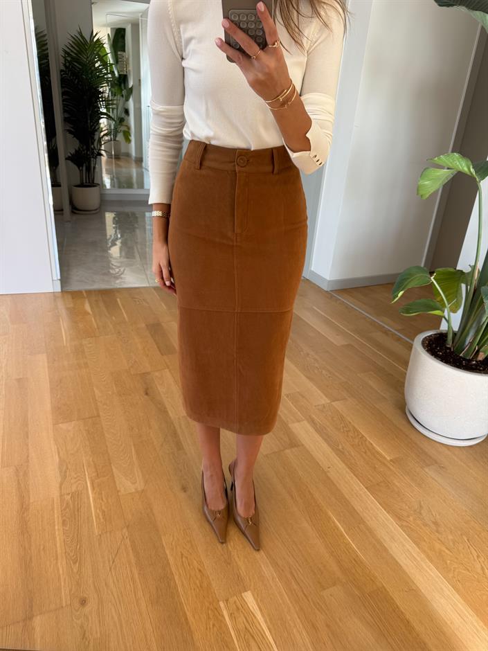 Nubuk Midi Boy Etek - Camel 