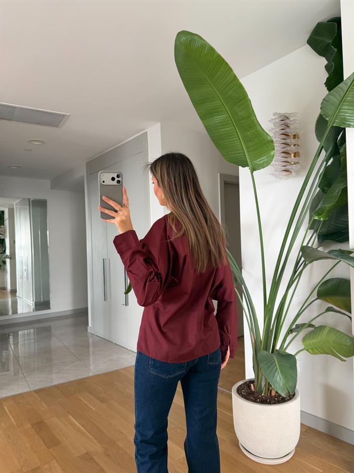 Oclus Poplin Gömlek - Bordo