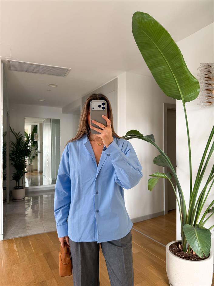 Oclus Poplin Gömlek - Mavi