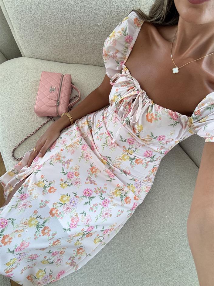 Olivia Çiçek Desenli Elbise - Pembe