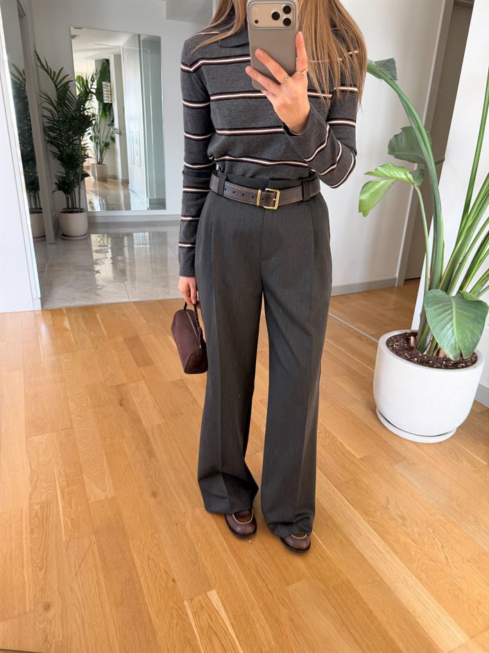 Önü Pileli Klasik Pantolon - Antrasit